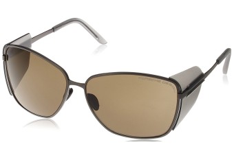 Porsche Design P8599-A Women's Titanium Gunmetal  Brown Lens Sunglasses